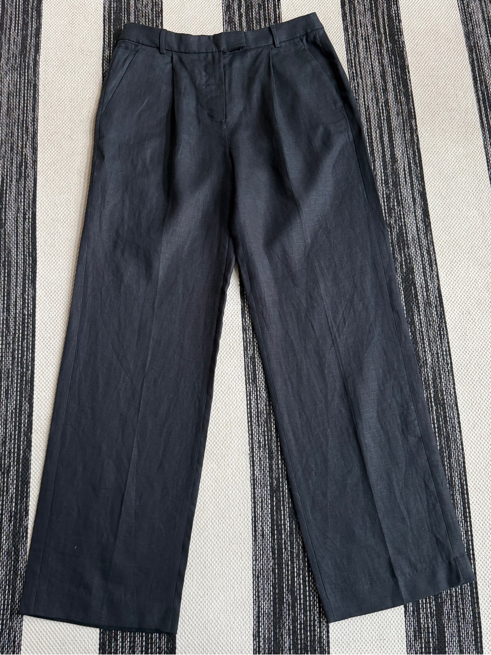 Banana Republic Women's Linen Black Wide-Leg Dress Trousers Size 10L